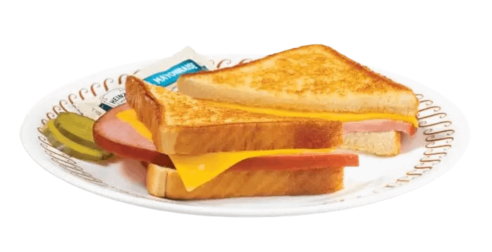 grilled, ham and cheese sandwich 